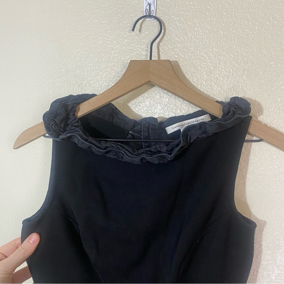 DVF DIANE VON FURSTENBERG PANSY BLACK CLASSIC WOOL DRESS COCKTAIL SIZE 2 - Picture 4 of 9